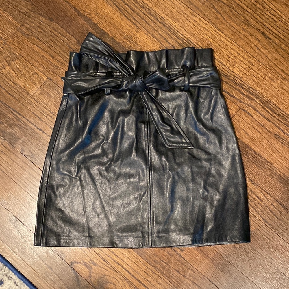 VICI dolls black leather skirt, size small.